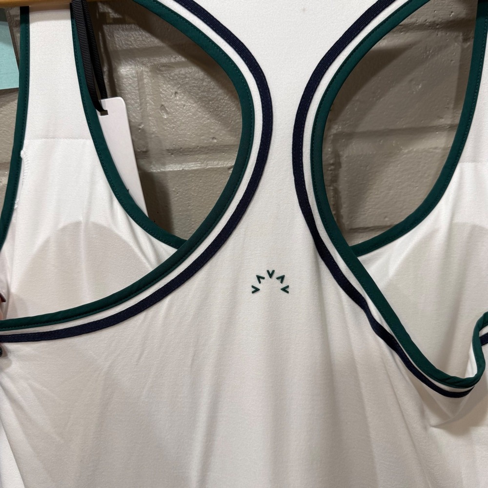Varley Jane Court Dress NWT 1X White Forest Green Pleated Tennis Prep Golf Dress - Picture 12 of 16